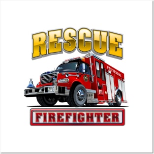 Cartoon Fire Truck Posters and Art